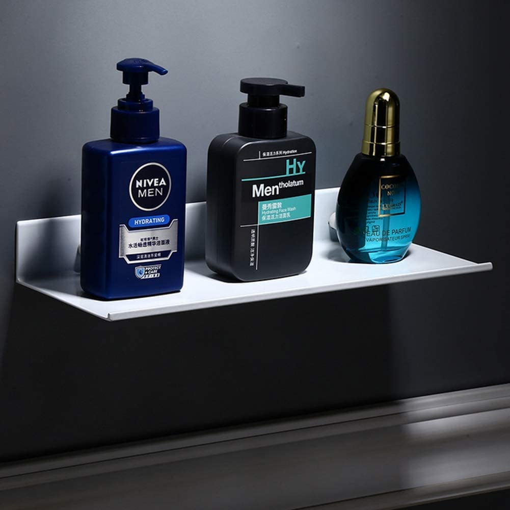 AJINGELA Wall Mounted Floating Metal Shelves Ledge,White Bathroom Shelf Wall Mounted Shelving， Space Saving Rustproof Extra Strong Loading capacity Storage Rack(20cm)