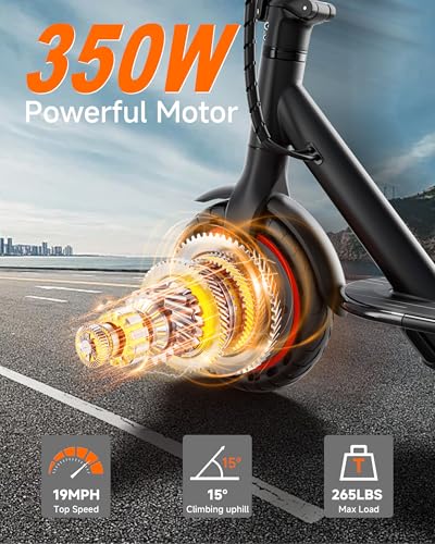Image of Electric Scooter for Adults with Seat, 350W Motor, 19MPH Speed & 15-Mile Range - Foldable Commuter E-Scooter with App Control & Dual Brakes UL2272 Certified