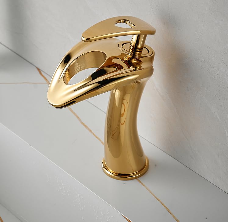 Robinet cascade gris élevé pour meuble lavabo de toilette eau chaude et froide