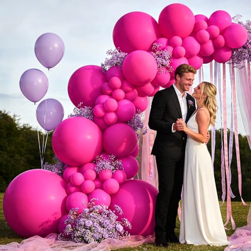 Image of 32Pcs Hot Pink Big Balloons 18 Inch, Round Large Latex Party Balloons for Birthday Wedding Decorations.