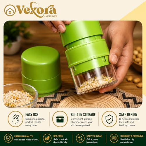 Image of Vexora Dry Fruits Cutter Machine & Nuts Chopper | Badam Kaju Pista Almond Slicer | Stainless Steel Hand Press Dry Fruit Cutter | for Kheer Halwa Sweets | Spill-Free Enclosed Design