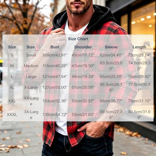 Carydety Plaid Shirt Jacket for Men Fall Hooded Long Sleeve Button Up Shirt - image 5