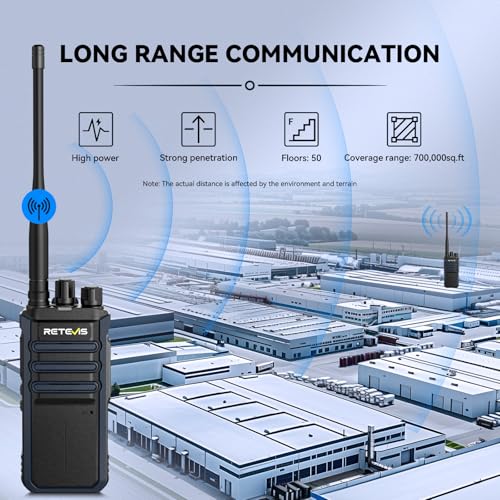 Image of Retevis RT86A Long Range Walkie Talkies,Heavy Duty 2 Way Radio with Earpiece,Professional Two Way Radio High Power,Group Call,Durable,2500mAh Rechargeable,for Fulfillment Center Warehouse(10Pack)