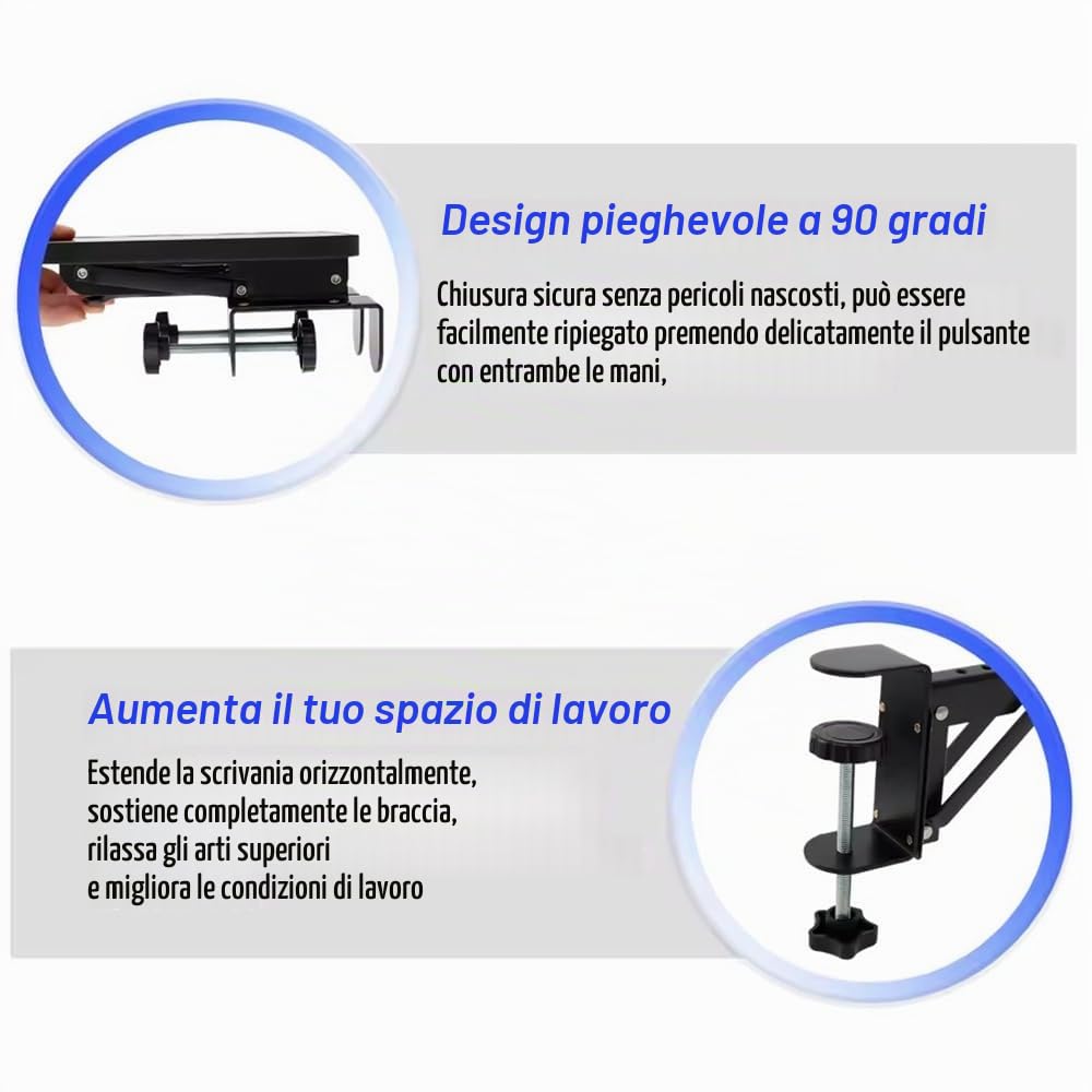 NEWFUN PoggiaGomito da Scrivania, Estensore da Scrivania con Bracciolo, Braccio Ergonomico da Scrivania per Computer, Poggiapolsi Pieghevole a 90° da Scrivania