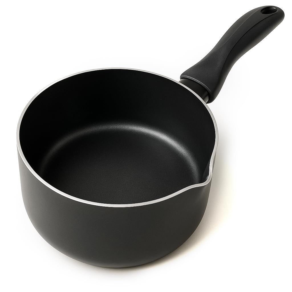 Cazo de Cocina - Pico Vertedor - Alumino - Revestimiento Antiadherente - Capacidad 1 Litro - 16 cm