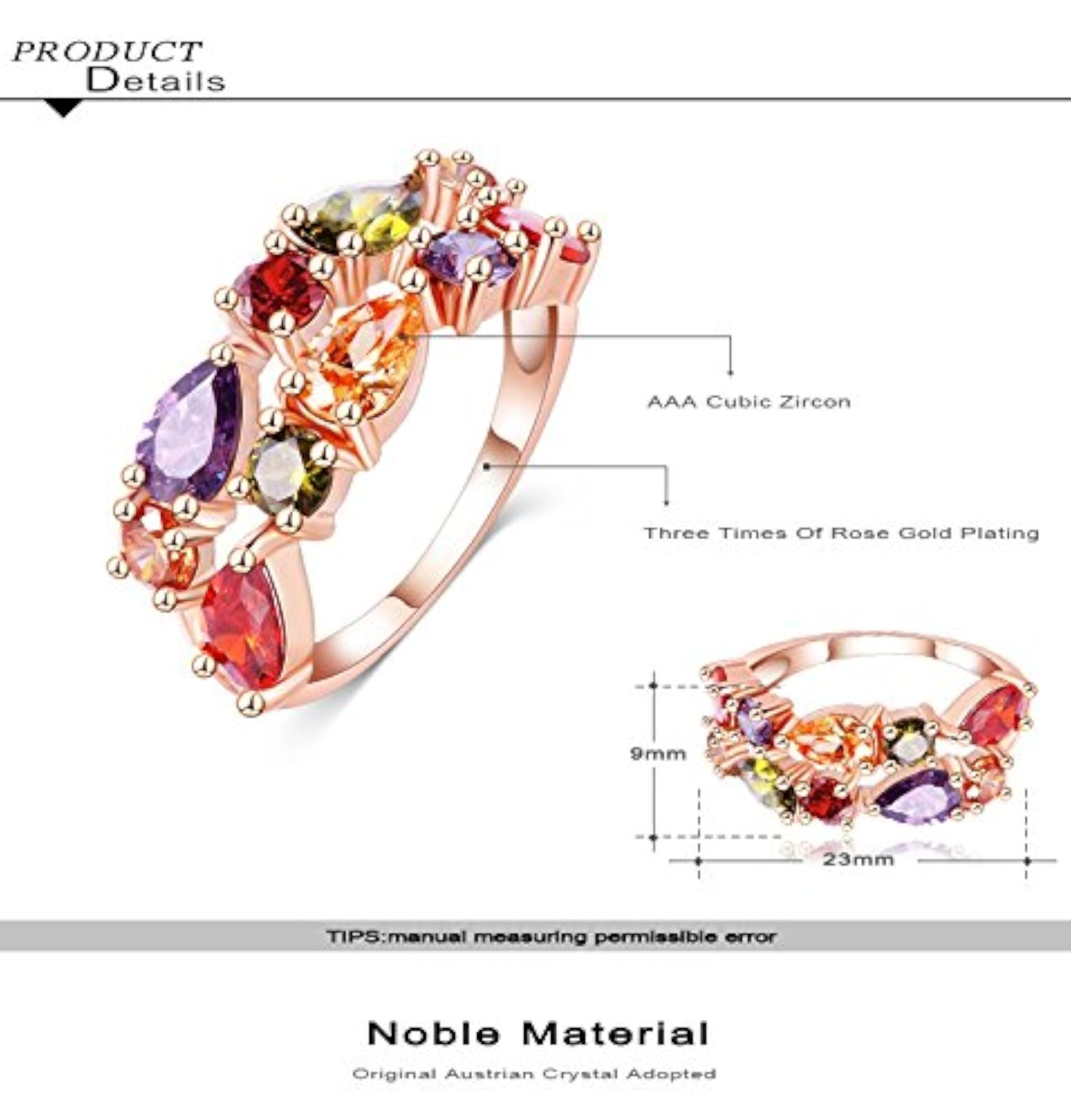 Luxuria Flowerets Vine CZ 18K Rose Plated Sparkling Ring