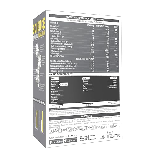 Image of MuscleBlaze Biozyme Iso-Zero Whey Protein Isolate Powder, 5 Sachets | Ice Cream Chocolate | 27g Whey Protein Per Sachet | USA Patent-Published Enhanced Absorption Formula (EAF)