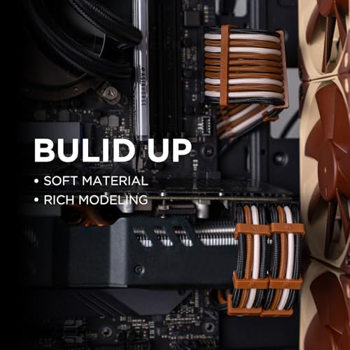 Image of AsiaHorse Upgraded 16AWG PSU Cable Extension Sleeved Custom Mod GPU PC Power Supply Soft Braided Cables (Black-Brown) with Two Color Comb Kit 24P /8P to 6+2P /8P to 4+4P 30CM