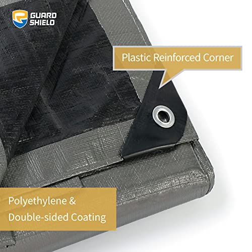 GUARD SHIELD Heavy Duty Tarp 8x10 Feet Silver/Black Multi Purpose Thick Waterproof Poly Tarp Cover 10mil - Image 3