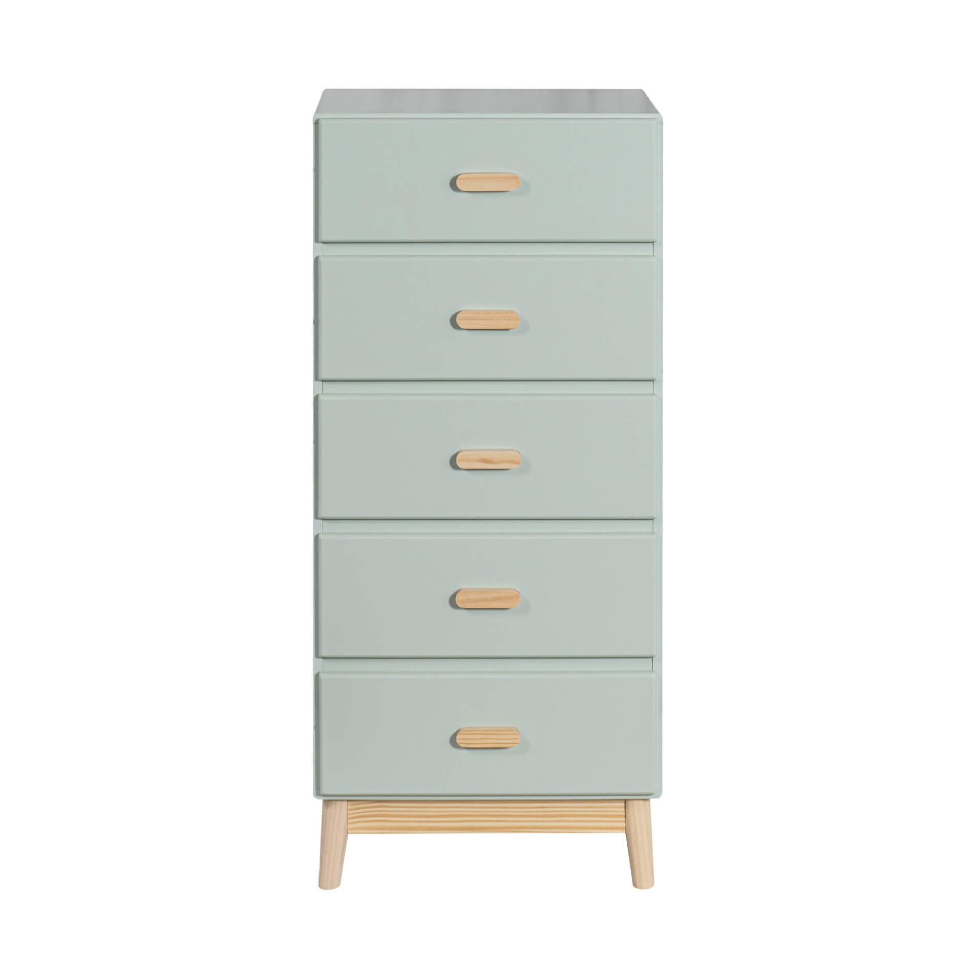 Rebecca Mobili Commode pour Enfants, Commode Gain de Place, Vert Eau Marron, Pin MDF, Style Scandinave, pour Chambre Montessori - Dimensions HxLxP: 115 x 50 x 40 cm - Art. RE6982