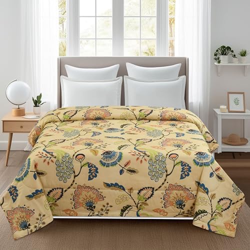 Image of VOMZER Super Soft Microfiber All-Season King Size AC Comforter Size (90x95 Inches) | Blanket | Duvet for Double Bed Comforter Beige Anokhi