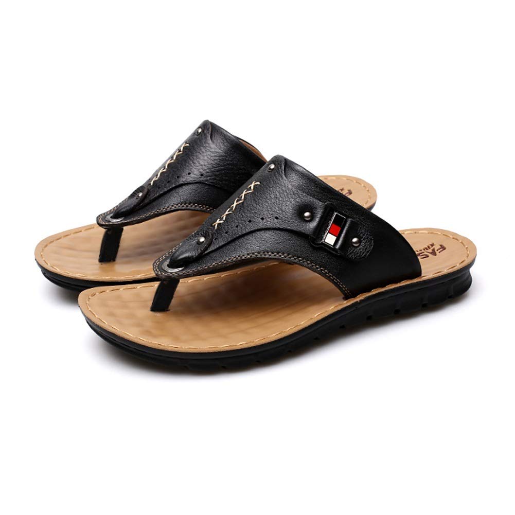 G&F Infradito Uomo Sandali Tomaia Pelle Suola Gomma Comfort Pantofole Estate Scarpe Piscina Spiaggia All'aperto (Color : Brown, Size : 40