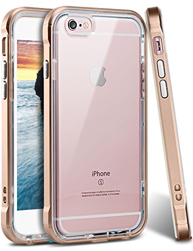 iPhone 6s Plus Case, Ansiwee Reinforced Frame Crystal Highly Durable Shock-Absorption Flexible Soft Rubber TPU Bumper Hybrid Protective Case for Apple iPhone 6s/6 Plus 5.5inch (Gold)