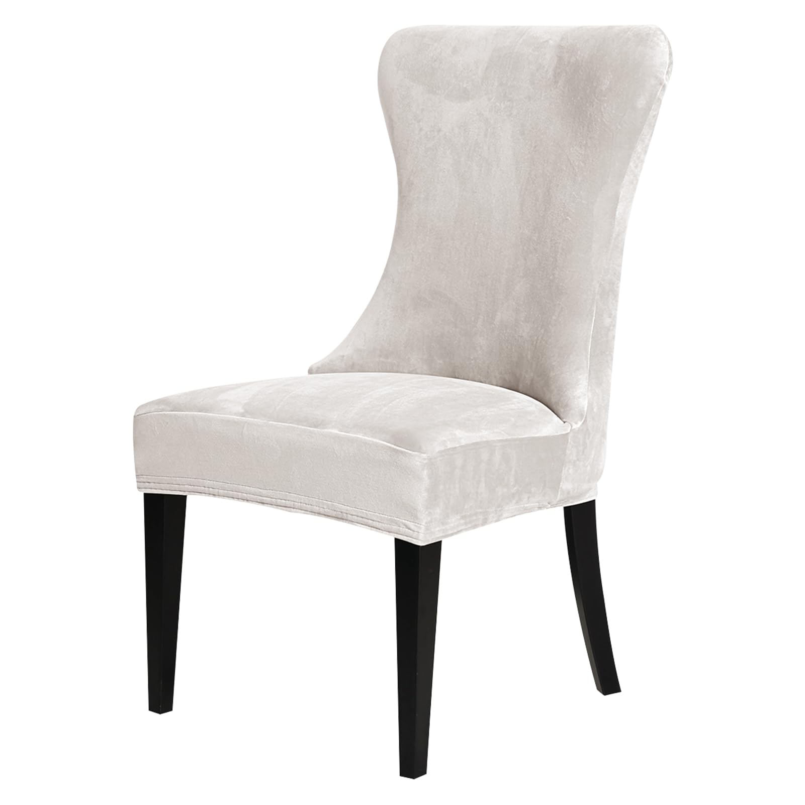 Coprisedia in velluto elasticizzato per sedie da pranzo con schienale alto, per cucina e decorazione della casa, confezione da 4, facile da montare e proteggere, elegante design bianco