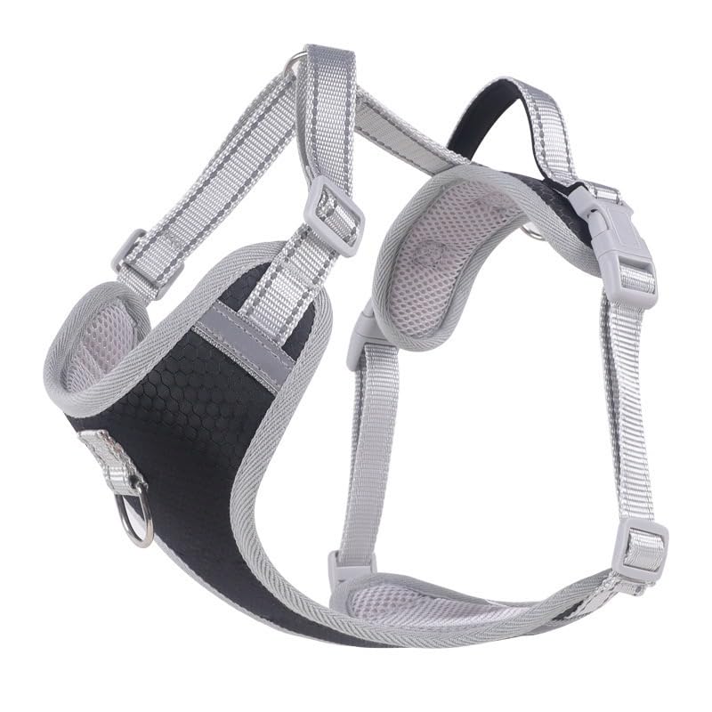 No Pull Dog Harness Adjustable Reflective Medium Large Dog Harness Easy Control Front Clip Padded Pet Vest Breathable Puppy Harness Escape Proof (Black, S)
