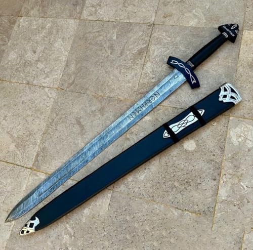 Empire - 34 Inch Long - Sharpe Edges - Northman Viking Sword - Handmade Damascus Steel Combat Sword with Scabbard - Hand Forged Medieval Sword - Best Gift for Him