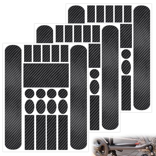 3 Stück Fahrrad Schutzfolie, Fahrrad Rahmen Schutz Carbon Aufkleber, Schutzfolie Fahrradrahmen Schwarz, Lackschutzfolie Fahrrad Sticker für Fahrräder, Mountainbikes, Elektrofahrräder, Straßenräder usw