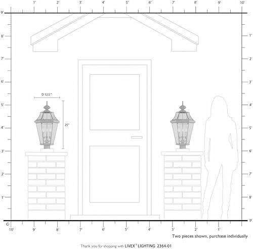 Miniatura 9 de Livex Lighting 2364-91 Georgetown - Farol de poste para exteriores, 3 luces, níquel cepillado