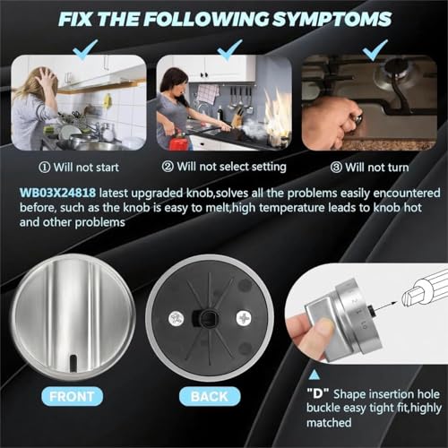 Image of 5PCSStainless Steel Stove Knob WB03X24818 Compatible for GE Stove Knobs Replacements /General Electric Stove Parts