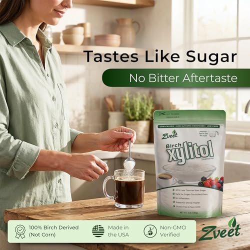 Image of Zveet Birch Xylitol Sweetener | Keto Friendly, Non GMO Low Carb & Calorie Natural Sweetener Sugar Substitute | Kosher & Made in the USA | 5 Pound