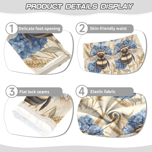 Boccsty Watercolor Bumblebee Flower Girls Leggings Kids Yoga Pants Dance Active Tights 4T3