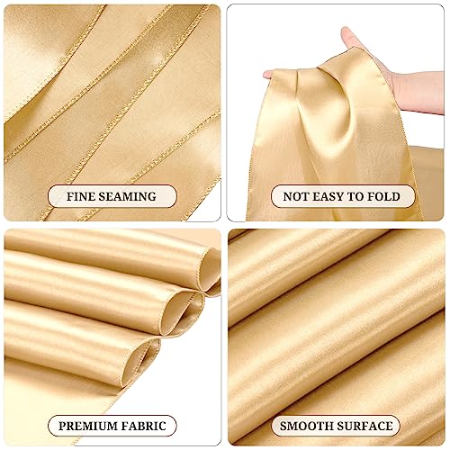Pesonlook 15 Pack Satin Table Runners Champagne 12 X 108 Inch Long Table Runners For Rectangle Round Tables,Smooth Satin Table Runner For Wedding, Birthday Party Banquets Decoration #TOP2