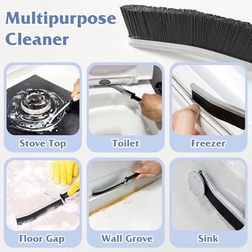 Miniatura 4 de Hmseng 3 Piezas Cepillo Limpieza Grietas Cerdas Duras, Cepillo Limpia Juntas Suelo, Para Limpia Railes Ventanas, Cepillo Limpieza Baño Esquinas Muertas Ranuras Para Azulejos Cocina