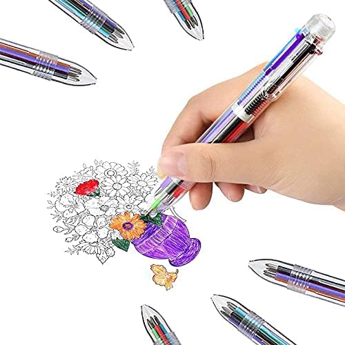 SMTTW 4 Pack 0.5mm 6-in-1 Multicolor Ballpoint Pen - Best for Smooth Writing-Retractable Ballpoint Pens for Office School Supplies Students Children Unique Gifts