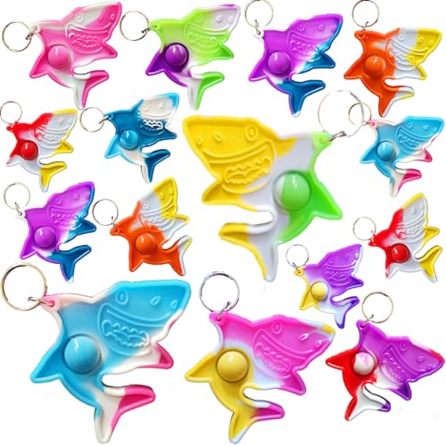 HOZKEAP 50 pcs sharks Pop Keychain, Silicone sea Toys Kids Party Favors