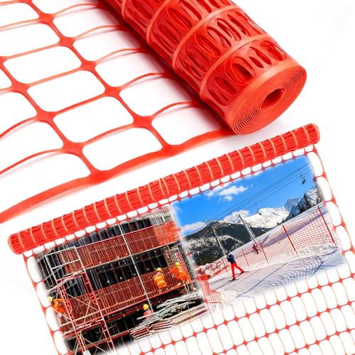 Nuanchu Temporary Safety Fence 4 x 50 Feet Plastic Mesh Fencing roll Reusable Mesh Fencing Netting for Garden Snow Fence Animal Barrier Swimming Pool Poultry Deer Dogs Construction Orange
