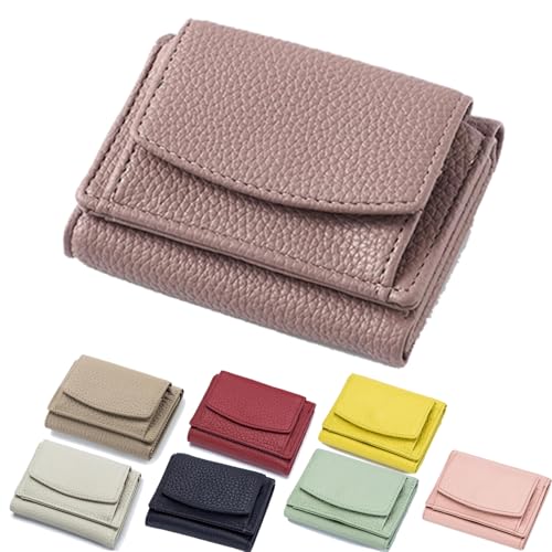 Houtangduty Mini Wallet for Woman, Houtangduty Mini Wallet, Houtndguter Leather Blocking Card Holder Organizer Pocket Mini Wallet (cameo brown)