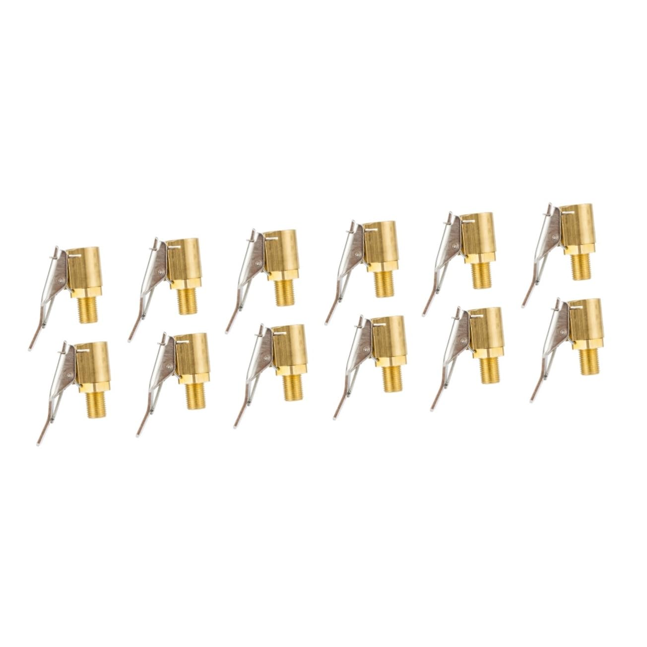 BUGUUYO 12pcs Brass Car Air Chuck Adapter for Tire Inflator Lightweight Open End Clips Lock Clamp for Easy Hands Pumping Fits