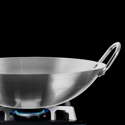 Miniatura 3 de Tofficu Wok de acero al carbono, wok de doble oreja, wok de metal binaural, antiadherente, sartén profunda para cocina, wok para freír, parrilla