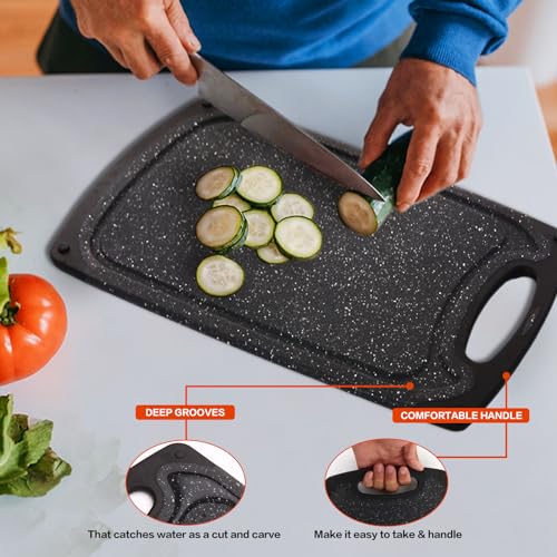 Set de 3 tablas de cortar rectangulares de plástico negro miniatura 4