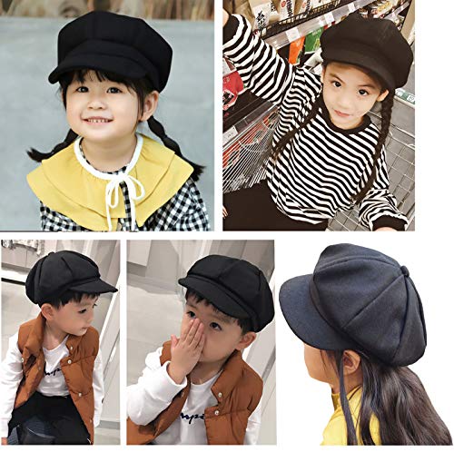Kids Boys Girls Winter 8 Panels Newsboy Caps Wool Flat Beret Cabbie Hat for Toddler Baby,2 to 7 Years3
