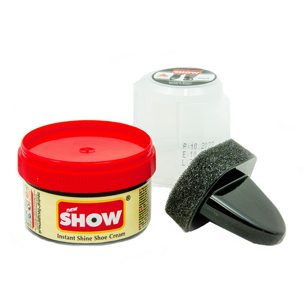 Neutral Instant Shine Shoe Polish Cream with Sponge for Shoes Boots Bags - Unisex 50ml 1 Unit Polish Cream - Leather Nourishment and Conditioner - Shoe Care Products