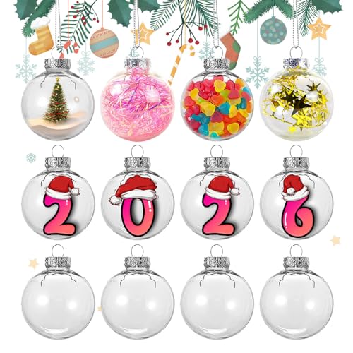 Befüllbare Weihnachtskugeln 29 Xlong 12 Stück Klar,8CM Befüllbare Christbaumkugeln, DIY,...