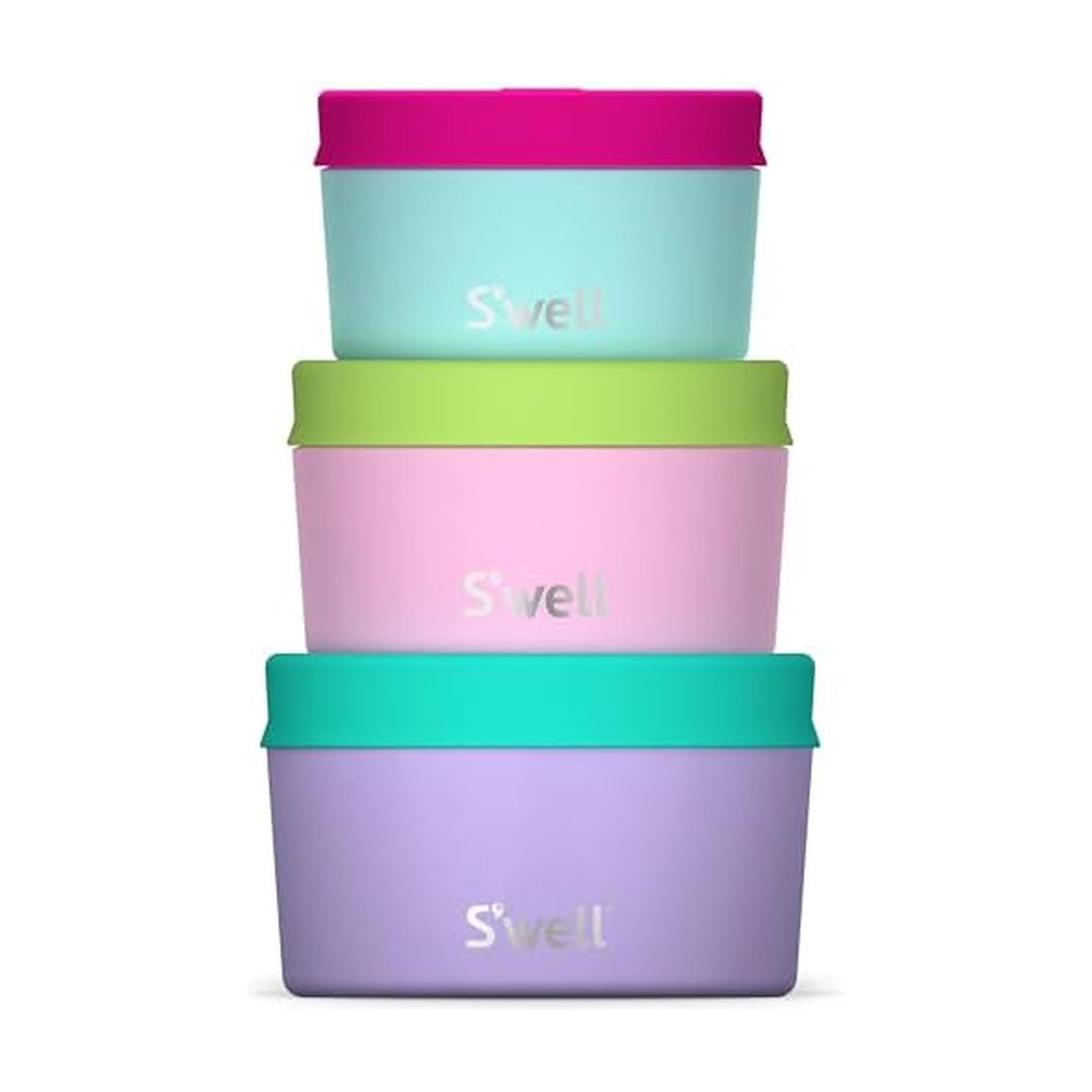 S'well Stainless Steel Food Canister Set Of Three, 10oz, 16oz, and 24oz, Pastel Paradise, Single Walled Durable Construction, BPA Free, Dishwasher Safe