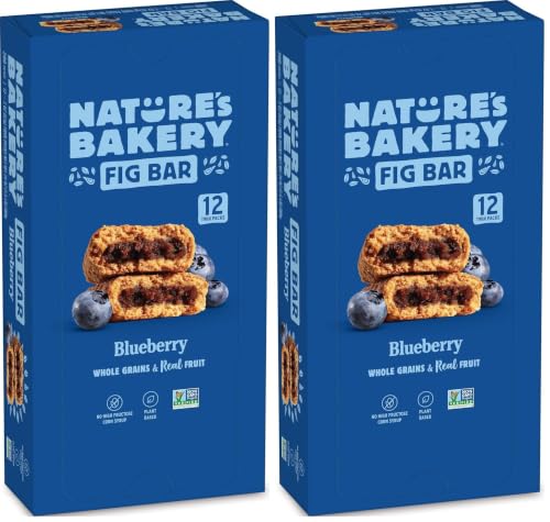 Image of Nature's Bakery Whole Wheat Fig Bars, Blueberry, Real Fruit, Vegan, Non-GMO, Snack bar, Twin packs- 12 count (Pack of 2)