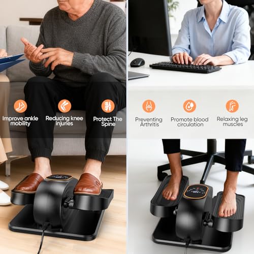 Image of Under Desk Elliptical Machine for Senior, Quiet Motorized Leg Exerciser with Smart Remote, Pedal Exerciser with Adjustable Speeds for Auto /Manual Modes, LCD Monitor, Easy to Use for Home Office