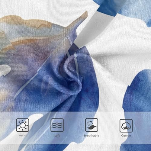 Watercolor Blue Fig Leaves White Little Girl Panties Toddler Underwear Custom Cotton Personalized Briefs Kids Undies 2t3