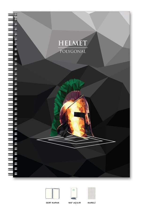 Lé Color 2018045/2 Polygonal Esnek Karton Kapak, Siyah Spiralli Renkli Kenar Boyama Kareli Squared / Helmet