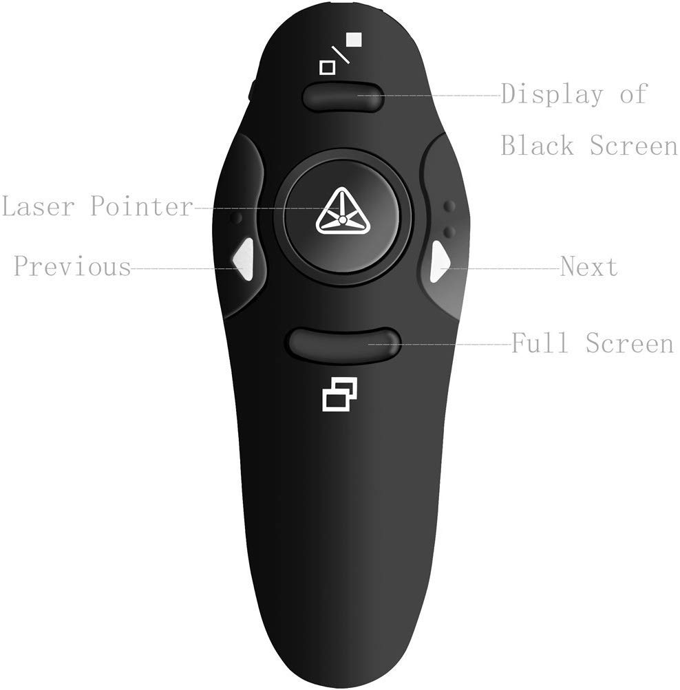 QUI Wireless Presenter Remote, RF 2.4GHz USB Presentation Remote