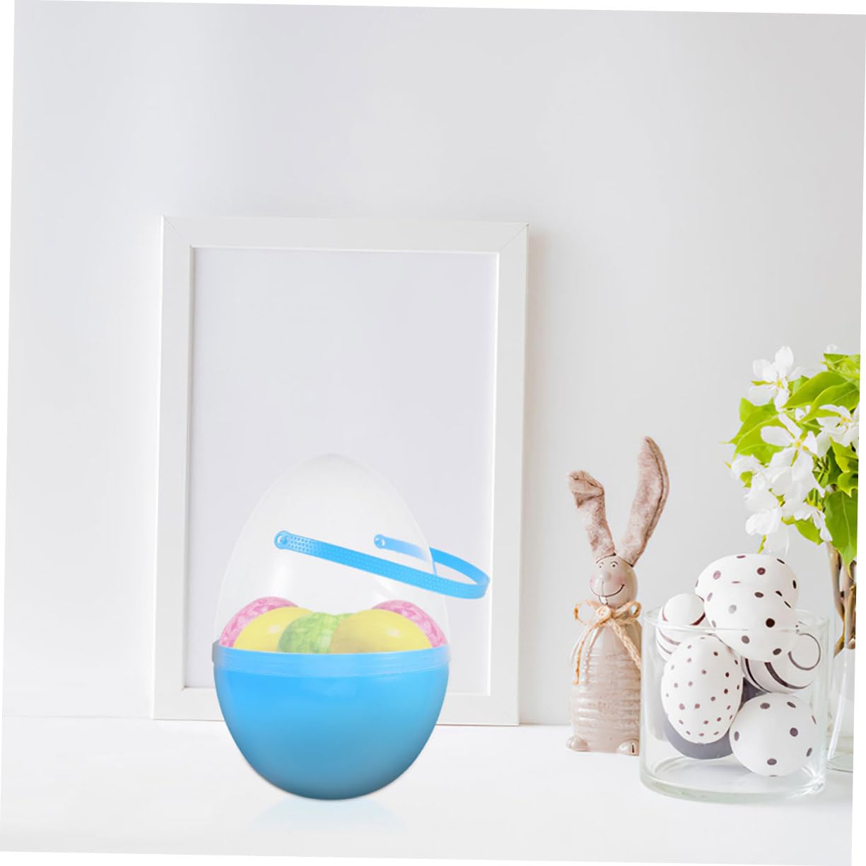 IMIKEYA 2pezzi Uova Pasqua Vuote in Plastica Riempibili Giganti con Manici per Feste Tema Caccia Pasqua Giocattoli Dolcetti