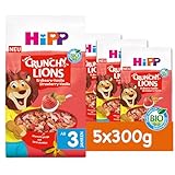 HiPP Bio Müesli Crunchy Lions Erdbeer-Vanille (5 x 300g), ideal zum Frühstück für Klein und Groß – alternativ gesüßt mit Tapiokasirup, in bester Bio-Qualität
