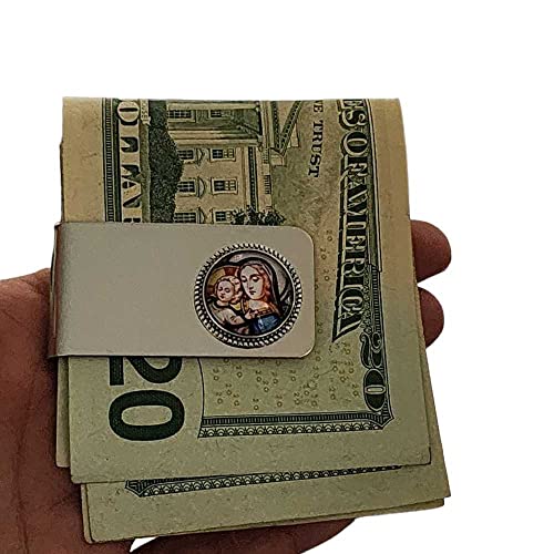 Religious Money Clip, Mary Baby Jesus Money Clip, Steel Metal Wallet for Men Women Him Her3