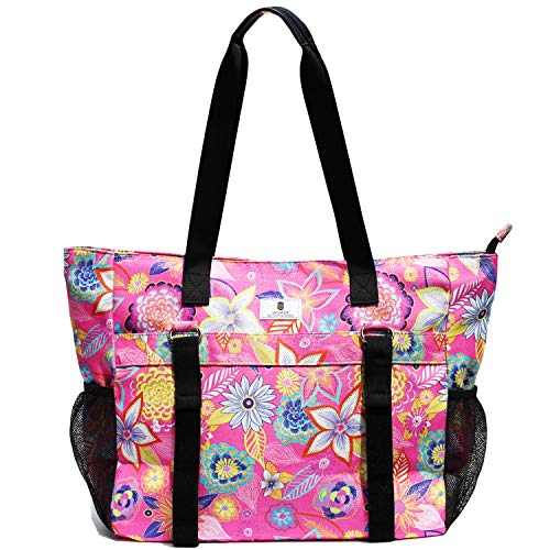 Vavaer Yoga Mat Bag Gym Tote For Women, Carrying Workout Gear, Makeup,Towel And Accessories, Beach, Travel, Daily Bags (Pink Embroid) #TOP3