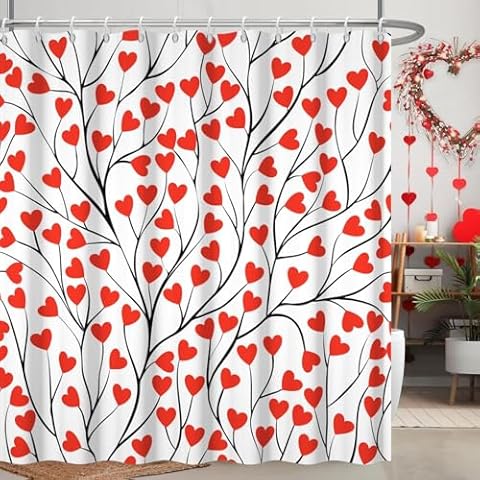 Ruelvth Valentine's Day Shower Curtain Set Cover