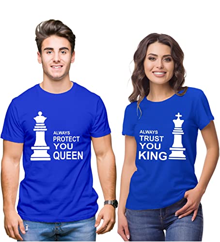 Image of Hangout Hub Hangout-Hub-NP18 Men's & Women's Round Neck T-Shirt-Together Forever | Always Protec Trust King Queen-Pack of 2-Couple T-Shirts