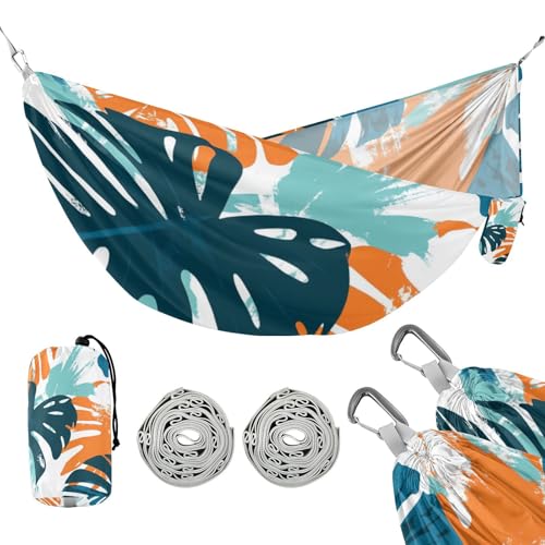 Summer Palm Leaves Green Orange 330lb Capacity Hammocks for Camping Portable Hammock for Outside...